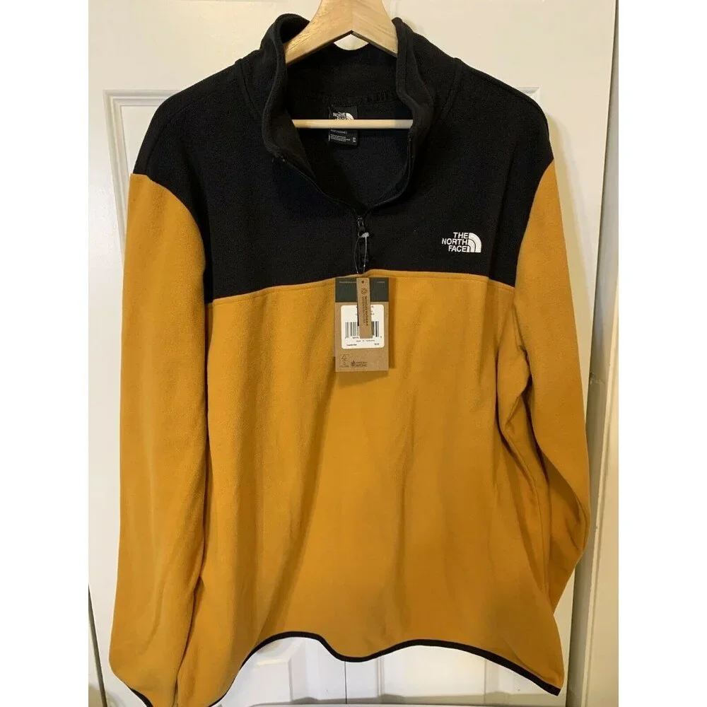 The North Face Fleece Pullover Sweater Jacket Men’s‎ Sz XL Gold Black